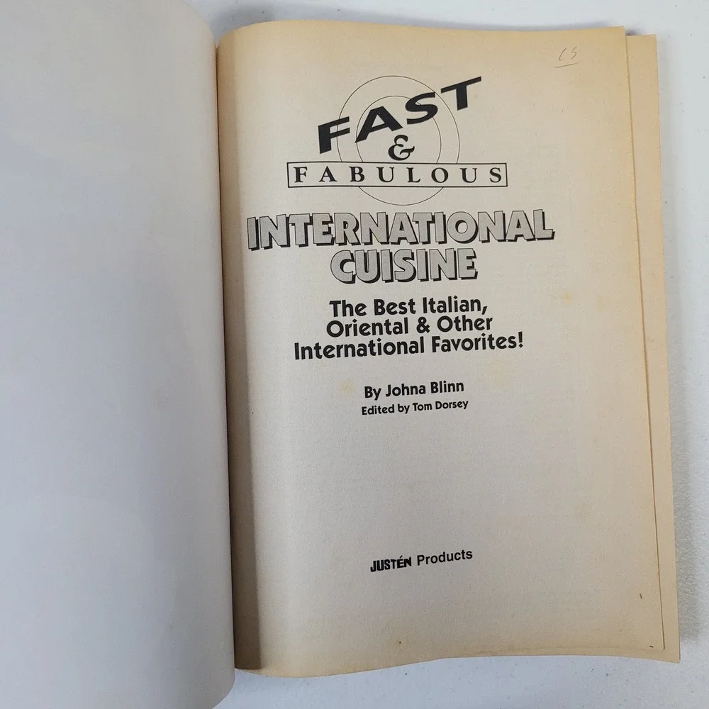 Fast Fabulous International Cuisine Johna Blinn 1987 Cookbook Italian‎ Oriental